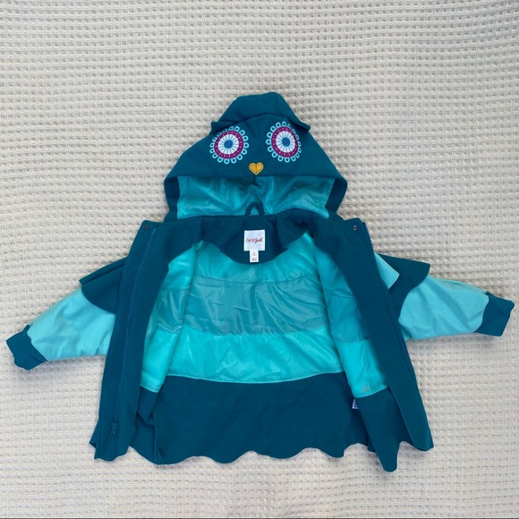 Cat & Jack Other - NWOT teal Cat & Jack owl cape coat w hood size 5T
